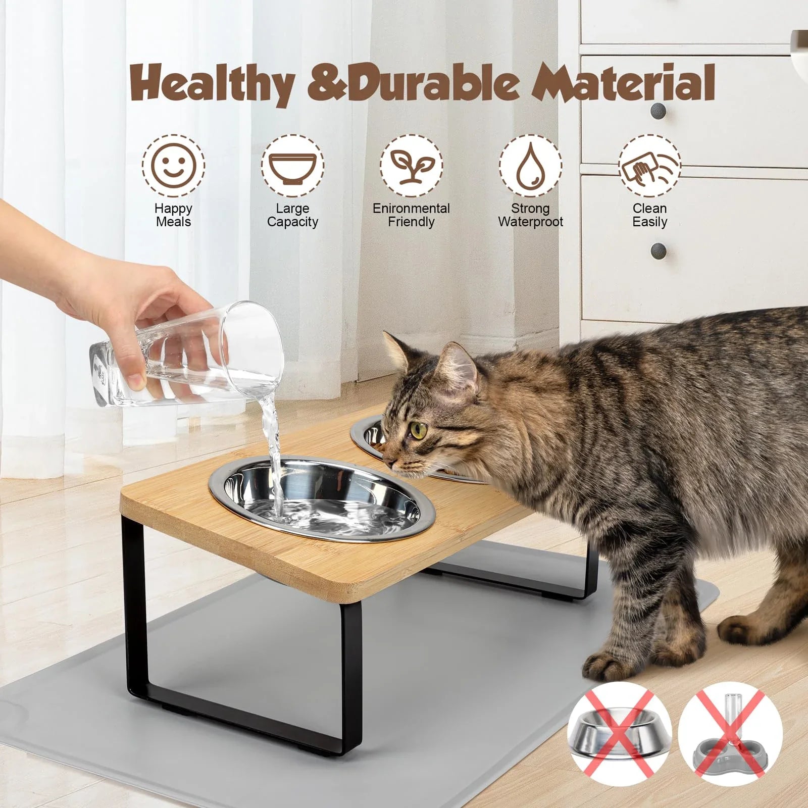2 in 1 Comfort Cat Bowls with Mat