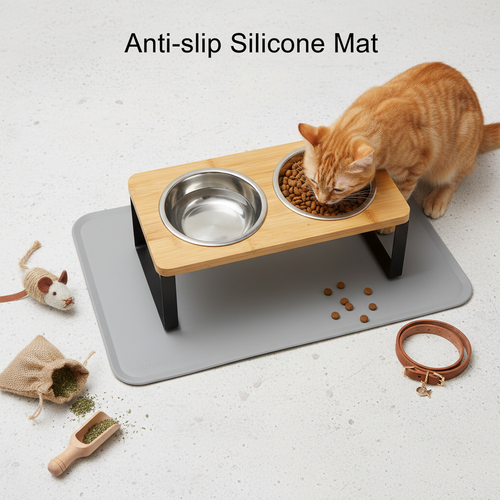 2 in 1 Comfort Cat Bowls with Mat