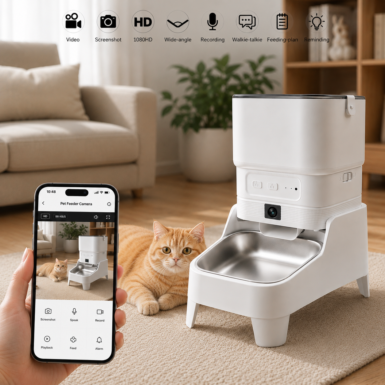 4,5-Liter intelligenter Futterautomat mit HD-Kamera & WLAN