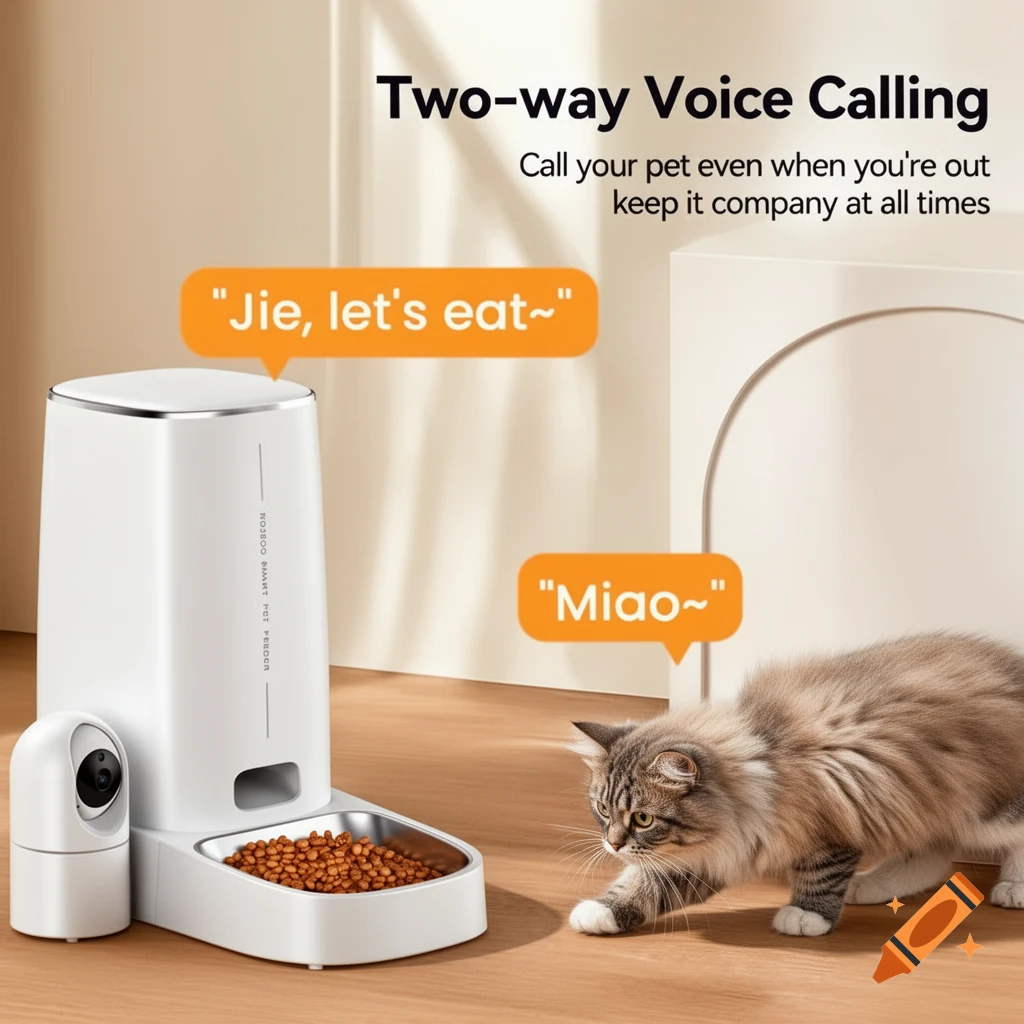 4L Smart Cat/ Dog Feeder With 360°Rotating Camera/ WIFI/ APP